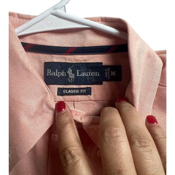 Ralph Lauren Classic Fit Men's Medium Cotton Orange Button Up - Picture 2 of 8